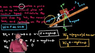 Calculate the total work done on a block push up an inclined plane with friction [upl. by Rondon319]