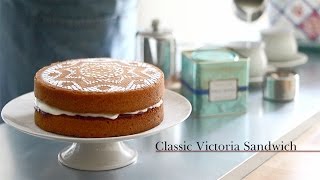 Victoria Sandwich Cake with Cream and Raspberry Jam [upl. by Sherfield]