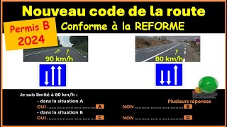 TEST Nouveau examen code de la route 2024 conforme à la nouvelle réforme GRATUIT n° 75 [upl. by Hannahsohs]