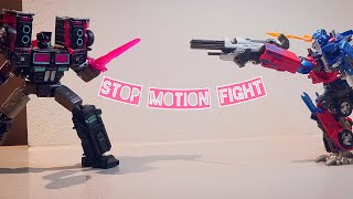 Optimus Prime Vs Scourge  Stop Motion Fight Practice [upl. by Notsuj]