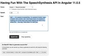 Having Fun With The SpeechSynthesis API In Angular 1105 [upl. by Mignon]