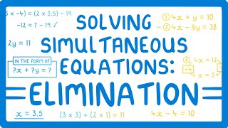 GCSE Maths  How to Solve Simultaneous Equations  Using the Elimination Technique [upl. by Blythe]