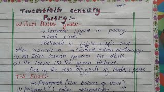 20th Century Poetry  Modern age poetry  and poets notes explained in hindi  urdu [upl. by Ytteb]