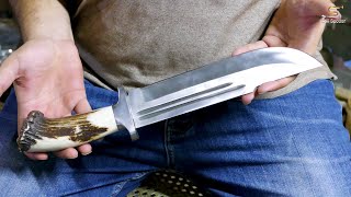 Handmade Bowie Knife with Deer Antler Handle Stag Horn Bowie Knife Making Process [upl. by Martsen]