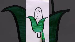 How to Draw Corn 🌽 for Kids  Step by Step shorts drawing [upl. by Adnirak]