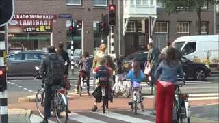 Cycling in Amsterdam Waiting for trafficlight [upl. by Aititel241]