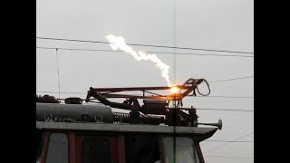 Electric arcs on high voltage overhead catenary  compilation [upl. by Trillbee288]