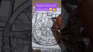 Konark wheel Painting Add gel pen art konark art drawing painting short penart odisha [upl. by Roanne]