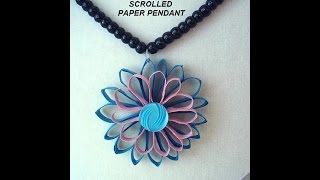 PAPER JEWELRY DIY SCROLLED PAPER PENDANT paper beads necklace [upl. by Ytoc]