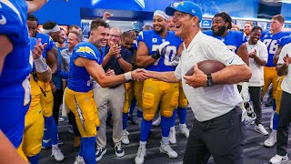 Jim Harbaugh Locker Room Victory Speech vs Raiders  LA Chargers [upl. by Vocaay]