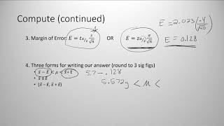 Point Estimate for a Mean and Confidence Interval [upl. by Kapor561]