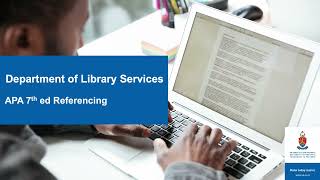 How to reference with APA 7 Referencing Style  Library Training [upl. by Belva615]