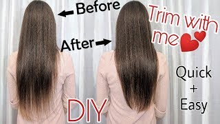 Trimming Medium or Long Hair at Home  DIY VshapedRound Cut Without Layers  A Quick Easy Tutorial [upl. by Batory657]