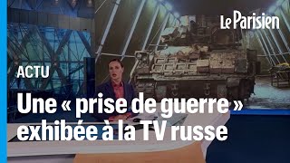 Un blindé de larmée ukrainienne capturé par les Russes exhibé à la TV [upl. by Sirraj]