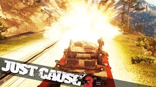 JUST CAUSE 3 TANK ON A TRAIN  Just Cause 3 Campaign Funny Epic Moments [upl. by Abbottson]