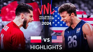 🇺🇸 USA vs POLAND 🇵🇱  Highlights  Mens VNL 2024 [upl. by Kori427]