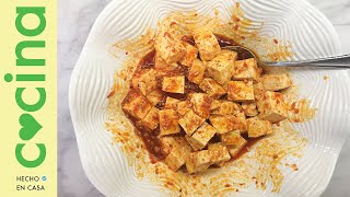 COCINA  Receta de tofu con salsa harissa [upl. by Aidnyl]