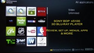 SONY BDPS5100 Bluray player 3D REVIEW SET UP MENUS APP amp MORE [upl. by Phene]