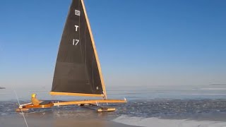 Ice boats on Lake Erie  quotHard water sailingquot [upl. by Ellecrag]