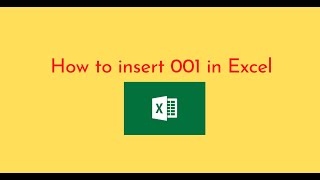 How to insert 001 in Excel [upl. by Eelyrehc145]