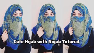 Comfortable Layered Hijab with Niqab Tutorial  Full Coverage Niqab Tutorial  zainab [upl. by Wanfried]