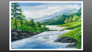 Landscape painting for beginners with poster colours [upl. by Nalim]