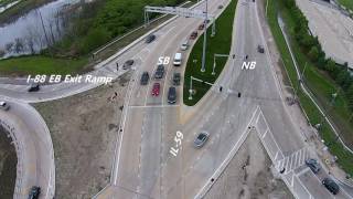 IL 59 at I88 Diverging Diamond Interchange in Naperville  Drone Footage [upl. by Lletram]