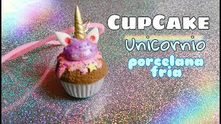 Cup Cake unicornio PORCELANA FRIA cold porcelain clay [upl. by Erodaeht]