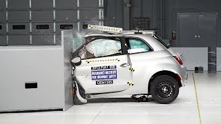 2013 Fiat 500 driverside small overlap IIHS crash test [upl. by Nilak]