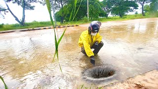 Draining Floods by Clearing Blocked Drains Draining Streets After Heavy Rain [upl. by Lorene]