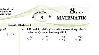 8Sınıf Matematik Meb Kazanım Testleri8 [upl. by Airemahs]