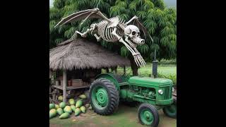 Scary Flying Pig Damage Hut At Green Mango Field With Tractor 203 [upl. by Maurreen757]