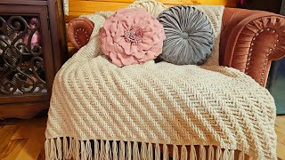 Crochet Beautiful Diagonal Cable Blanket  Moments To Memories [upl. by Eirelav]