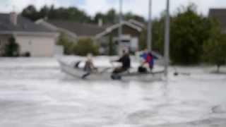 High River Flood 2013  Boat Rescue from Riverside Green NW [upl. by Lil]