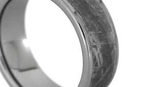 PRODUCT FEATURE Tungsten Mens Wedding Band With GENUINE Gibeon Meteorite Inlay  Jewelry by Johan [upl. by Tekcirc]