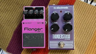 7 effects from a flanger 2 pedals compared BOSS BF2 vs TC Electronic Thunderstorm [upl. by Anastasio]