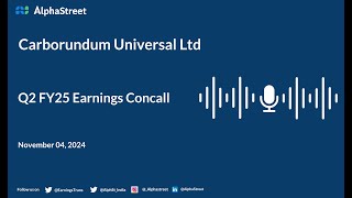 Carborundum Universal Ltd Q2 FY202425 Earnings Conference Call [upl. by Anitsenre]