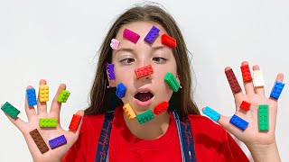 Toys stuck on my sisters face  lego hands [upl. by Eelrac294]