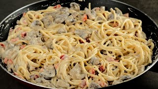 Spaghetti mit Champignons in Sahnesoße Einfach köstlich [upl. by Welcher664]