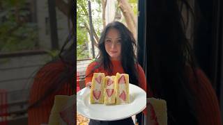 Strawberry Sando cooking sandwich easyrecipe [upl. by Crudden]