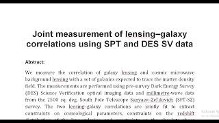 Joint measurement of lensing–galaxy correlations using SPT and DES SV data [upl. by Targett]