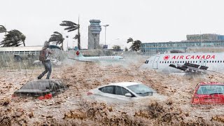 Airport in Canada sinks Major flooding in Montreal vehicles submerged in water [upl. by Thirion290]