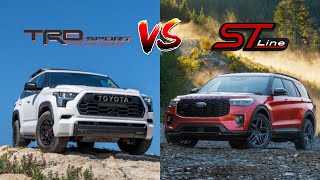 2025 Ford Explorer STLine vs 2025 Toyota Sequoia TRD PRO Compared  SUV Battles  MotorNation [upl. by Alamak]