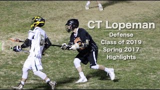 CT Lopeman DefenseLSM Class of 2019 Spring 2017 Lacrosse Highlights [upl. by Kellina39]