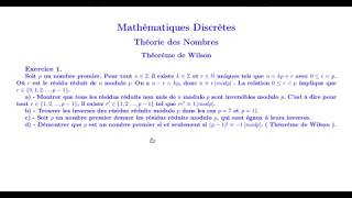 Théorème de Wilson Théorie des Nombres Mathématiques Discrètes [upl. by Narut490]