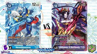 DIGIMON TCG Local match Hexeblaumon Blue vs Lilithmon X Purple  NEXT DIMENSION [upl. by Luckett]