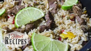 Steak Fajita Skillet Recipe  I Heart Recipes [upl. by Alec]