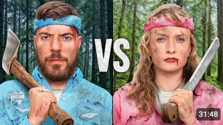 Mr Beast  Men Vs Women Survive The Wilderness For 500000 [upl. by Allistir]