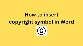 How to insert copyright symbol in Word [upl. by Miche830]