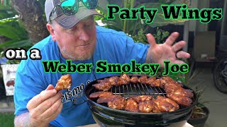 Best chicken wings recipe smoked on a small charcoal grill Smokey Joe [upl. by Gracye]